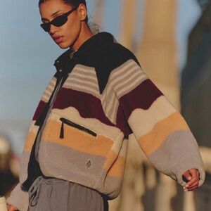 NWT Free People Rocky Ridge Striped Fleece Jacket